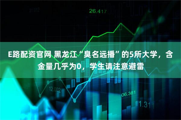 E路配资官网 黑龙江“臭名远播”的5所大学，含金量几乎为0，学生请注意避雷